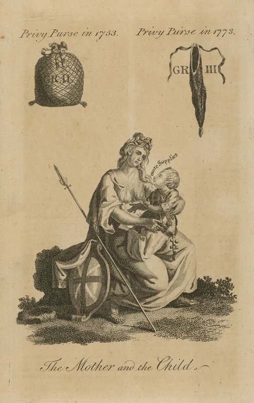 Bolsa privada em 1753 ao lado da bolsa privada em 1773 de English School