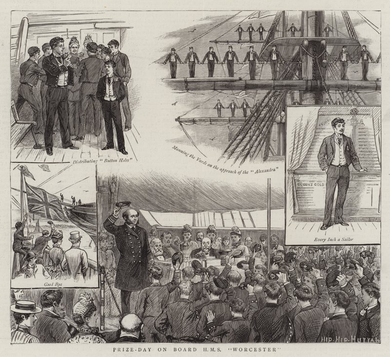 Prémio Dia a Bordo HMS Worcester (gravura) de English School
