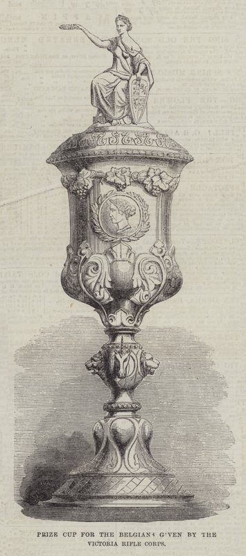 Taça para os belgas dada pelo Victoria Rifle Corps (gravura) de English School