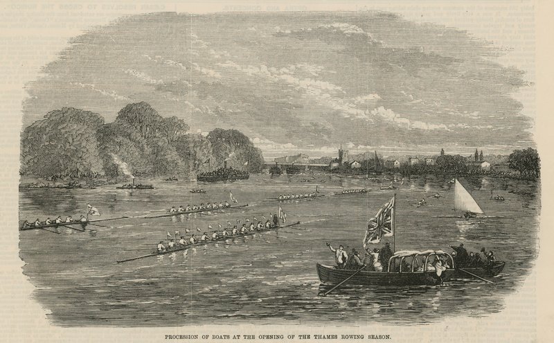 Procissão de barcos na abertura da temporada de remo do Tamisa de English School