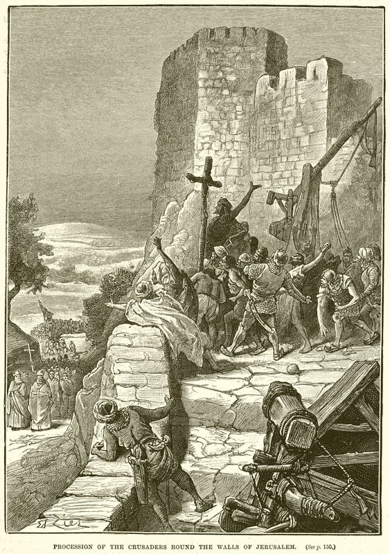 Procissão dos cruzados ao redor dos muros de Jerusalém de English School