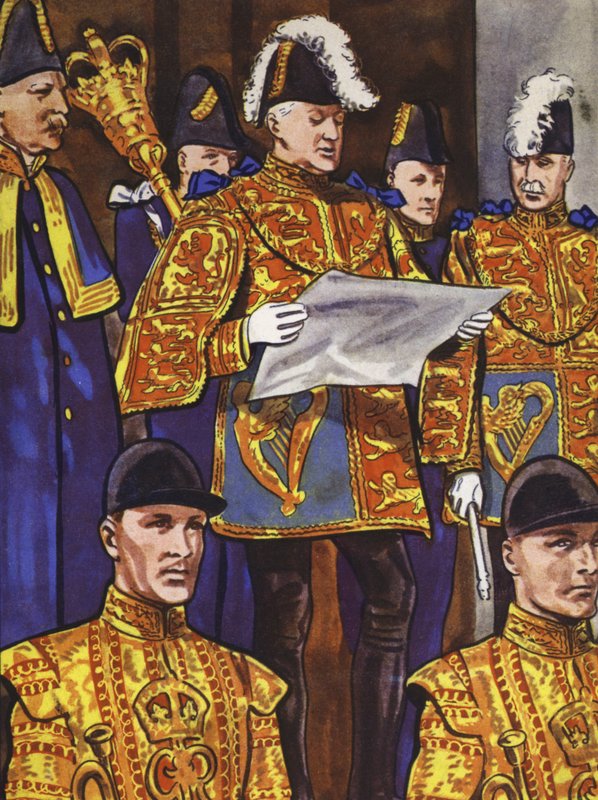 Proclamando Eduardo VIII como Rei (cor litho) de English School
