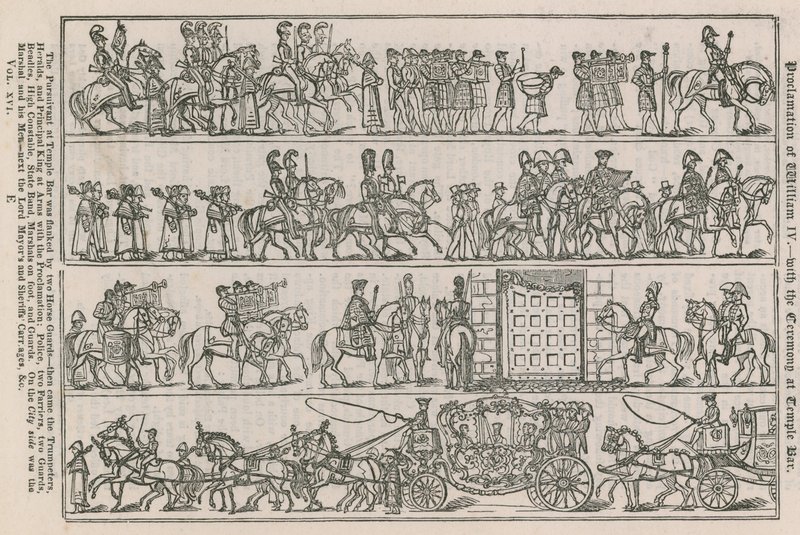 Proclamação de William IV - com a cerimônia no Temple Bar de English School