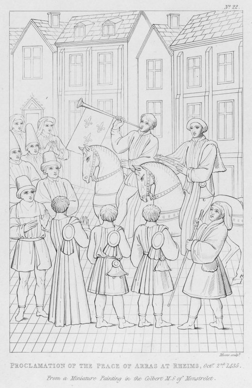 Proclamação da Paz de Arras em Rheims, 2 de Outubro de 1435 (gravura) de English School