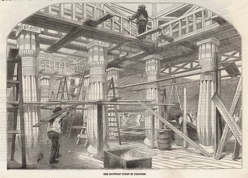 Progresso do Palácio de Cristal: a corte egípcia em andamento de English School