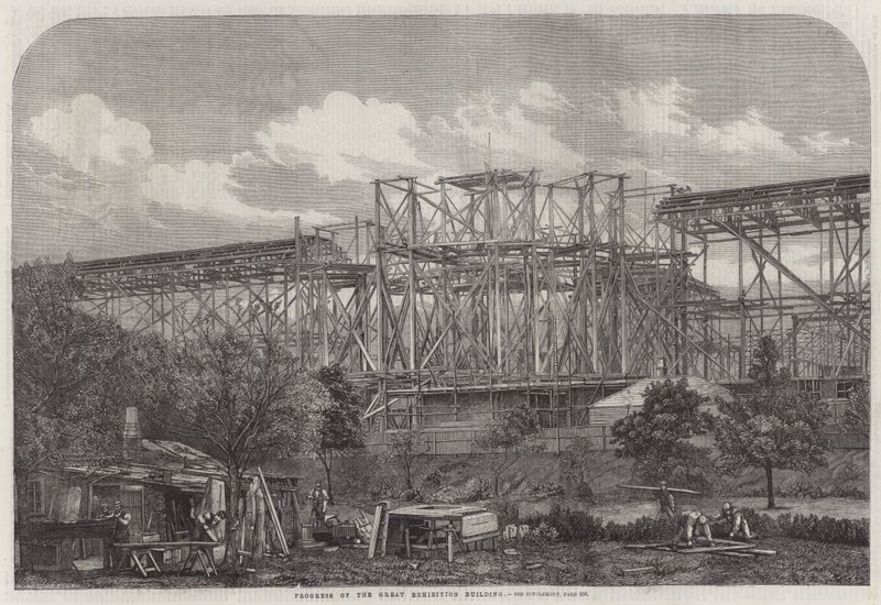 Progresso do Edifício da Grande Exposição (gravura) de English School