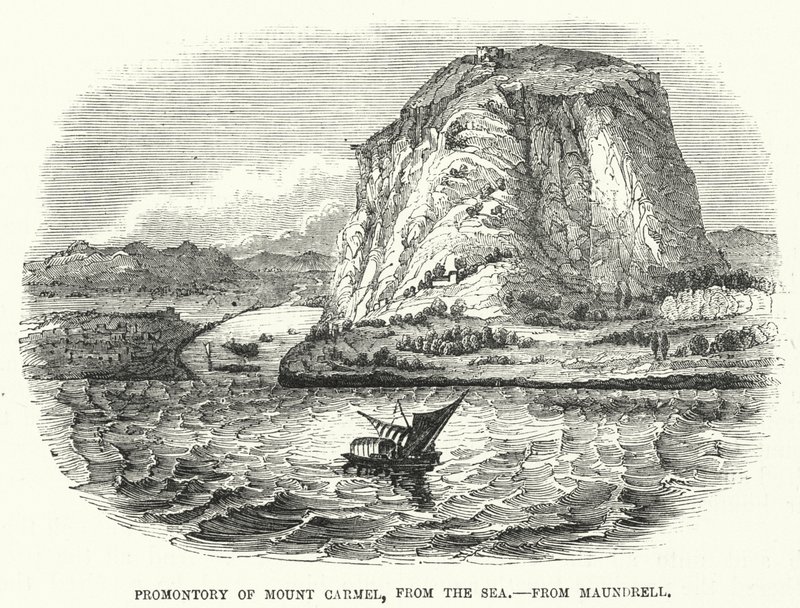 Promontório do Monte Carmelo, do Mar, de Maundrell (gravura) de English School