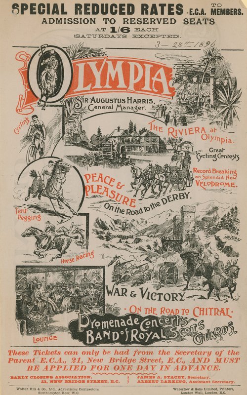 Poster promocional para Olympia, 28 de março de 1896 de English School