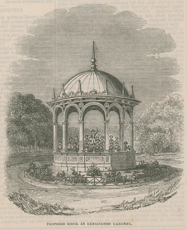 Quiosque proposto em Kensington Gardens, Londres de English School