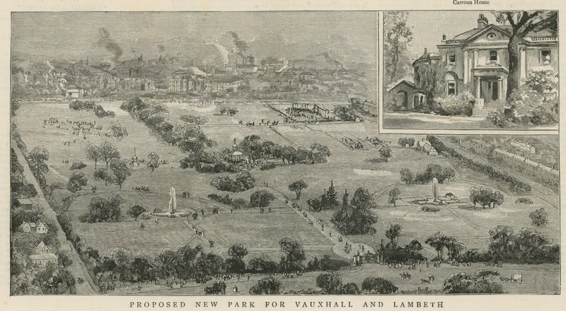 Proposta de novo parque para Vauxhall e Lambeth de English School