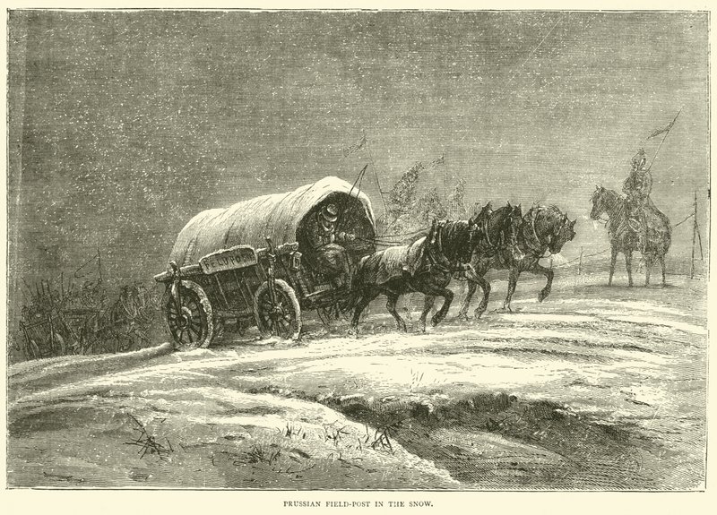 Posto de campo prussiano na neve, outubro de 1870 de English School