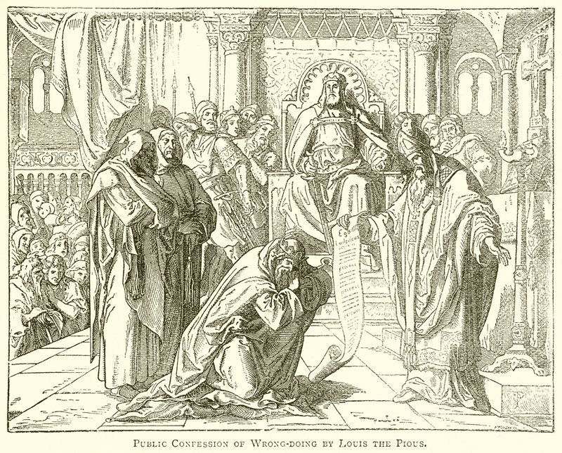 Confissão pública de injustiça por Louis the Pious de English School