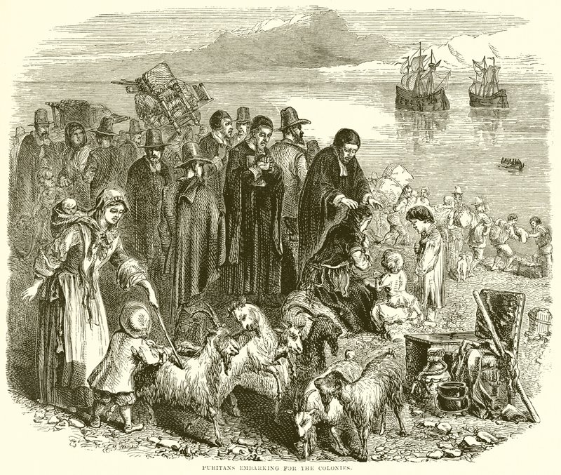 Puritanos Embarcando para as Colônias de English School
