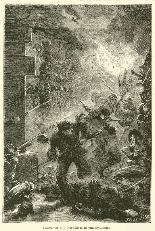 Perseguição dos Insurgentes nas Catacumbas, maio de 1871 de English School