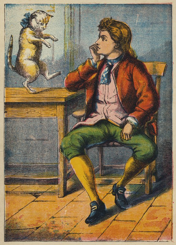Gato consolando o Filho do Moleiro (cor litho) de English School