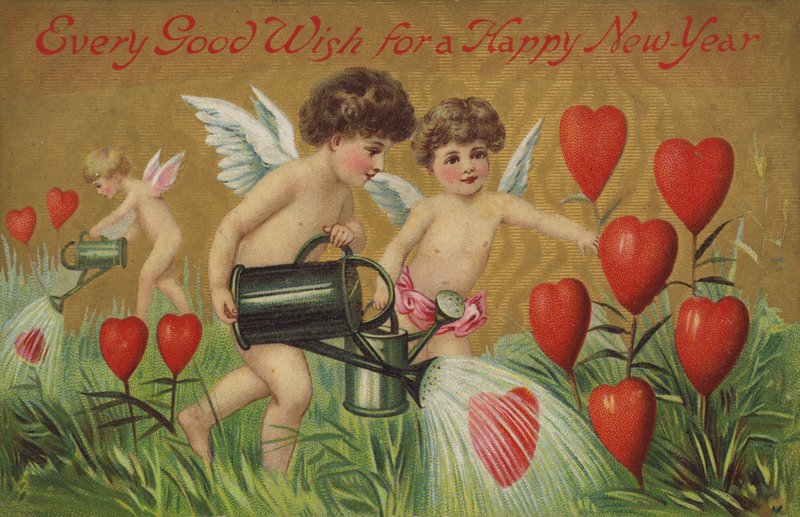 Corações de rega Putti (chromolitho) de English School