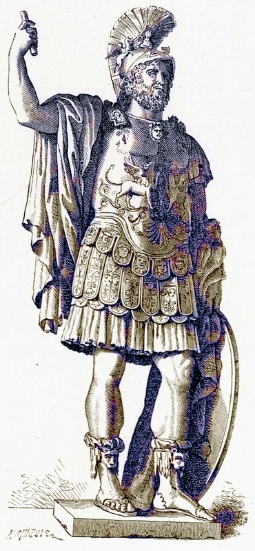 Pirro, ilustração de História de Roma por Victor Duruy, publicado em 1884 (imagem digitalmente melhorada) de English School
