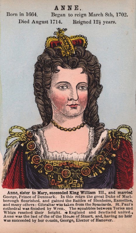 Rainha Ana (gravura colorida) de English School