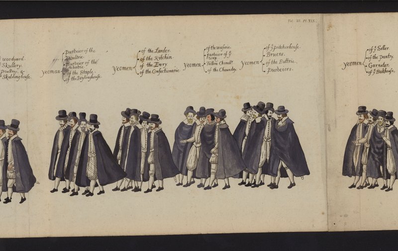Procissão Funerária da Rainha Elizabeth I (gravura colorida) de English School