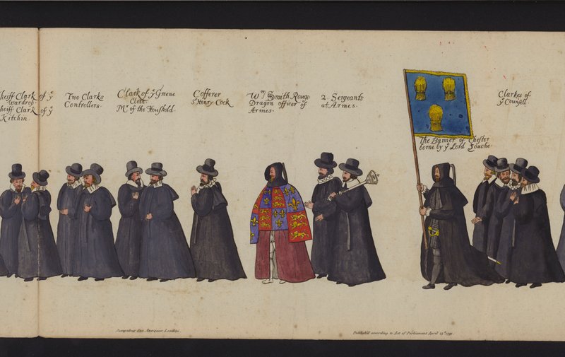 Procissão Funerária da Rainha Elizabeth I (gravura colorida) de English School
