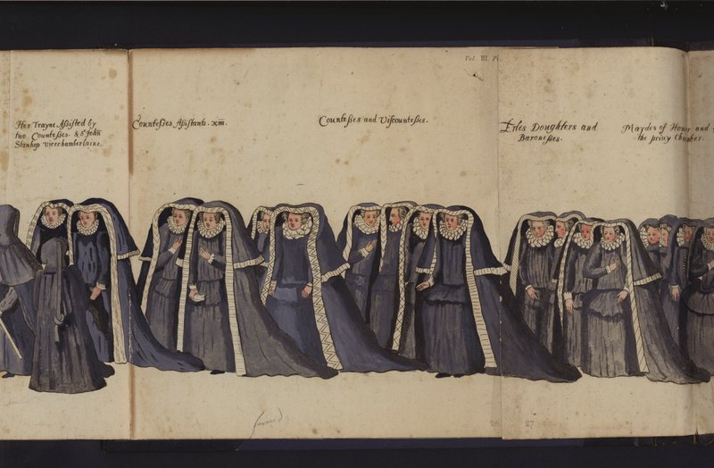 Procissão Funerária da Rainha Elizabeth I (gravura colorida) de English School