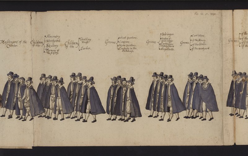 Procissão Funerária da Rainha Elizabeth I (gravura colorida) de English School
