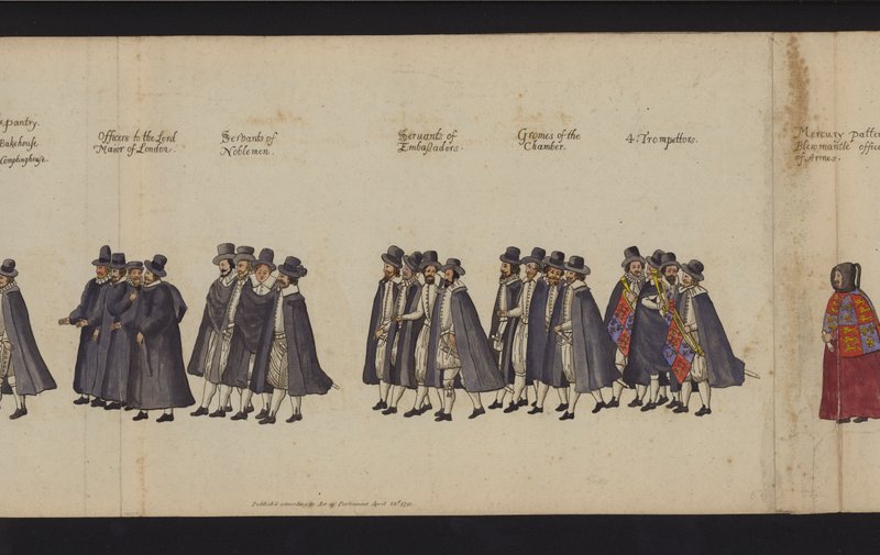 Procissão Funerária da Rainha Elizabeth I (gravura colorida) de English School