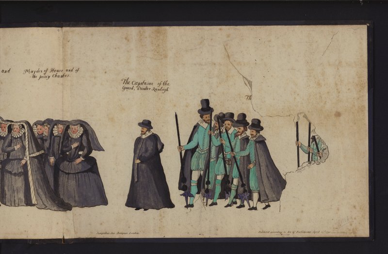 Procissão Funerária da Rainha Elizabeth I (gravura colorida) de English School