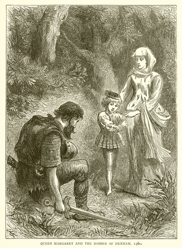Rainha Margarida e o ladrão de Hexham, 1460 de English School
