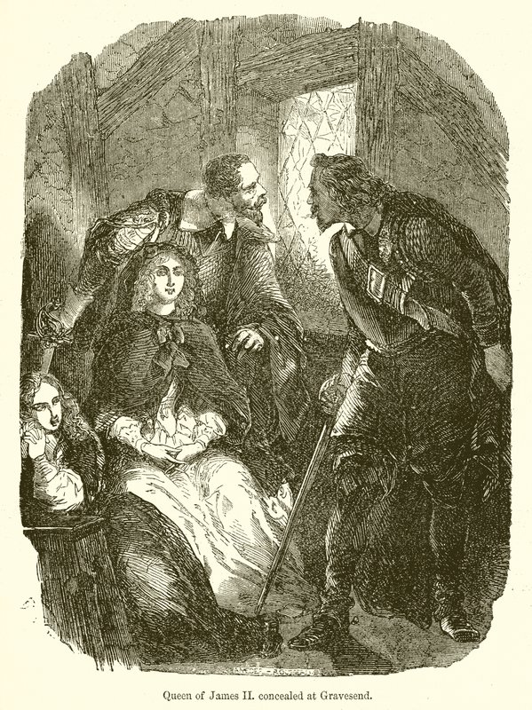 Rainha de James II. escondido em Gravesend de English School