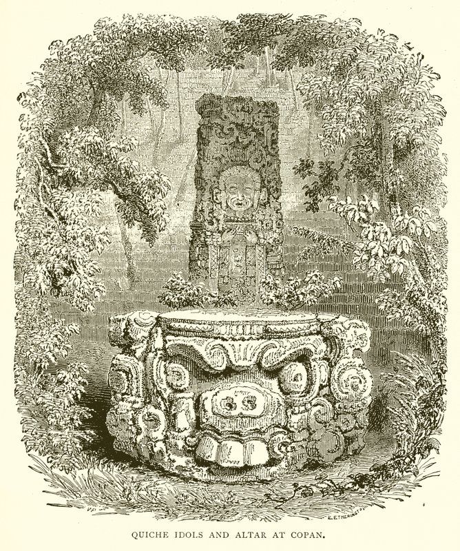 Ídolos Quiche e Altar no Copan de English School