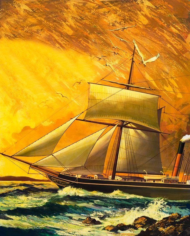 RMS Dane chegando na Baía da Mesa de English School
