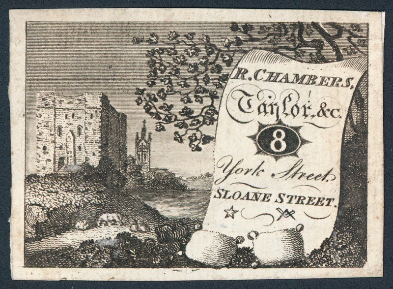 R Chambers, alfaiate, cartão comercial de English School