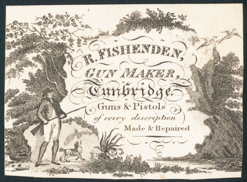 R Fishenden, fabricante de armas, cartão comercial de English School