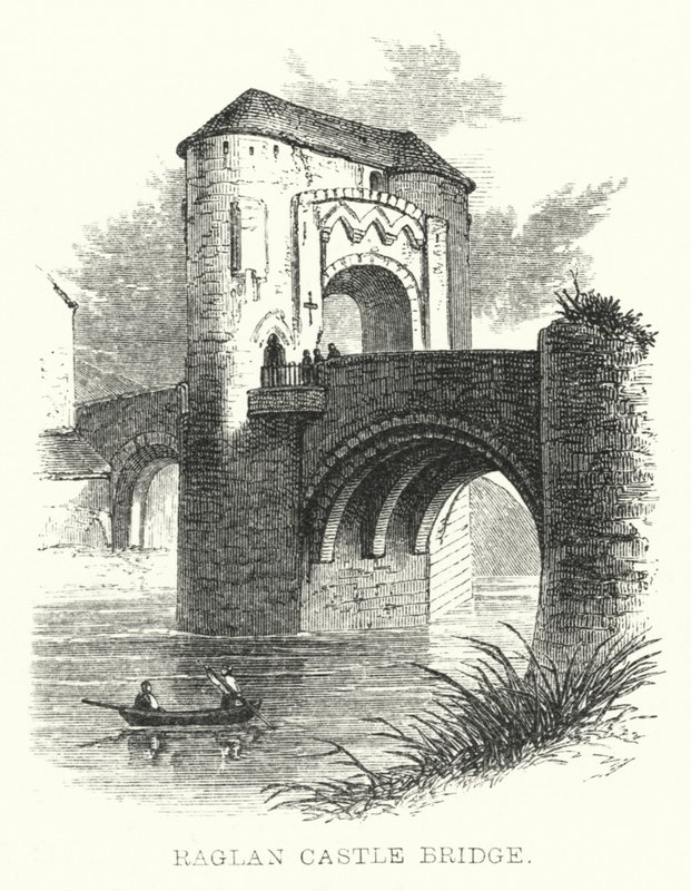 Ponte do Castelo de Raglan (gravura) de English School