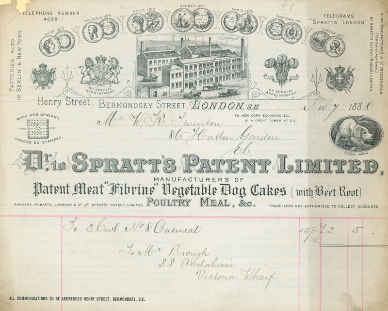 Recibo para o Dr. Spratts Patent Limited de English School