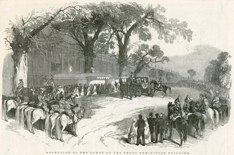 Recepção da Rainha no Grande Edifício da Exposição, Grande Exposição, 1851 de English School