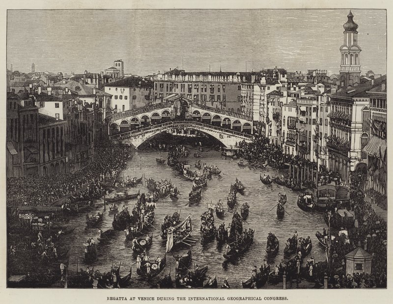 Regata em Veneza durante o Congresso Geográfico Internacional (gravura) de English School