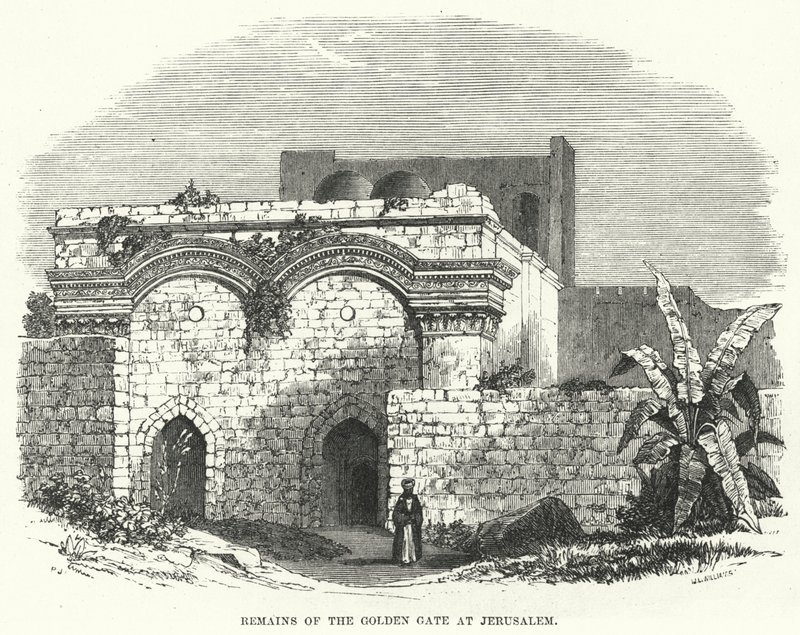 Restos da Porta de Ouro em Jerusalém (gravura) de English School