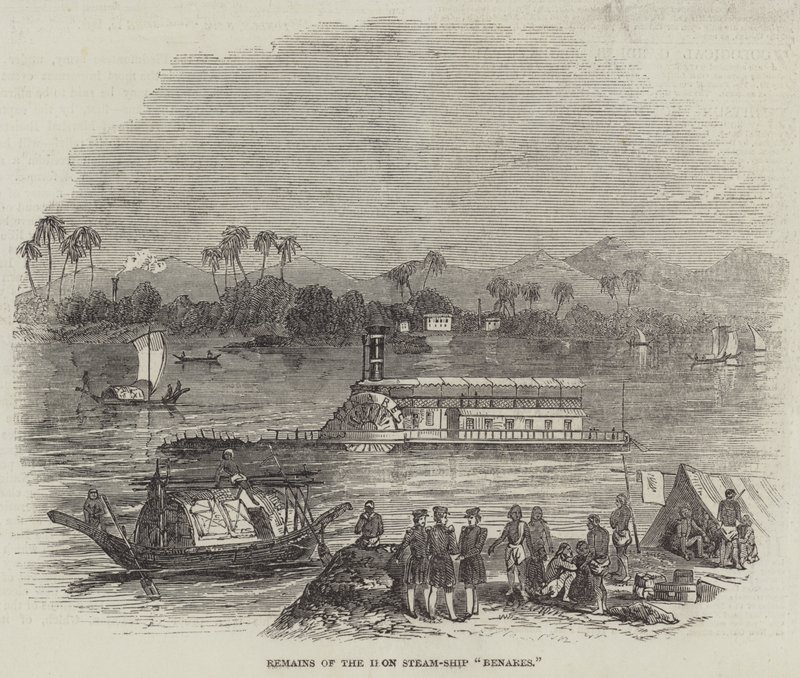 Restos do navio a vapor de ferro "Benares" (gravura) de English School
