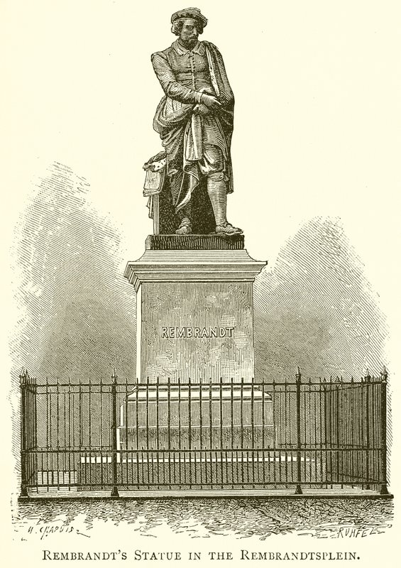 Estátua de Rembrandts na Rembrandtsplein de English School