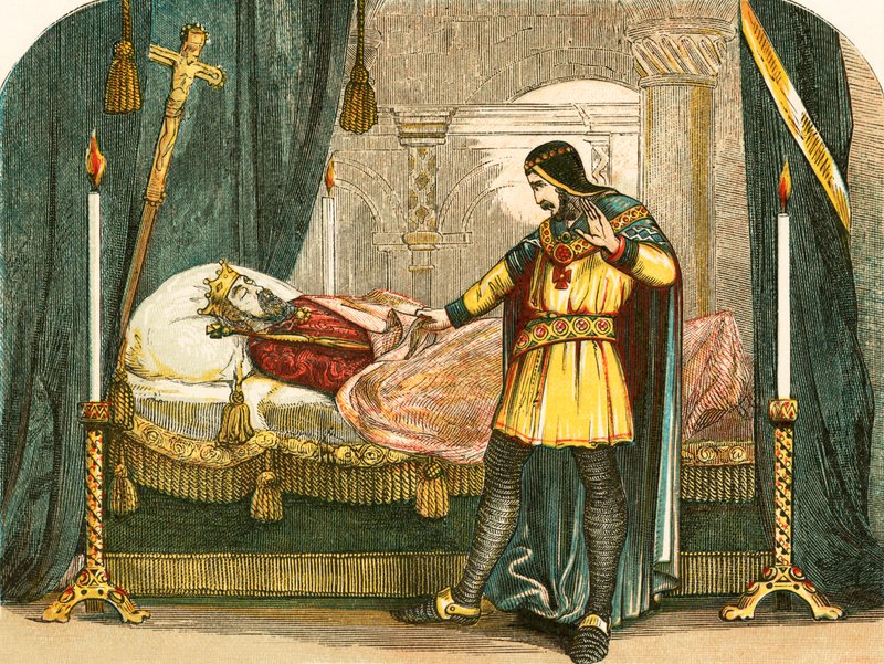 Remorso de Richard I ao ver o cadáver de seu pai de English School