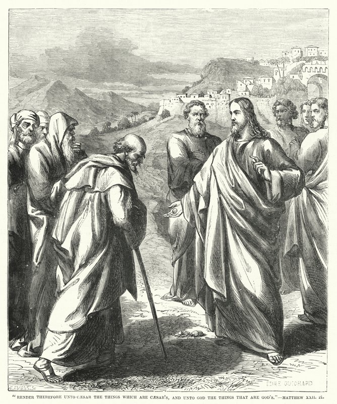 Dai, pois, a César as coisas que são de César, e a Deus as coisas que são de Deus, Mateus XXII, 21 (gravura) de English School