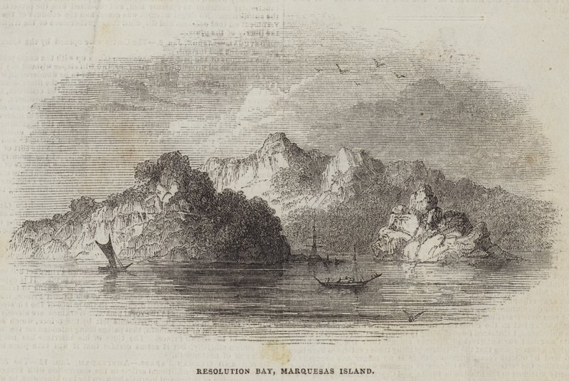 Resolution Bay, Ilha Marquesas (gravura) de English School