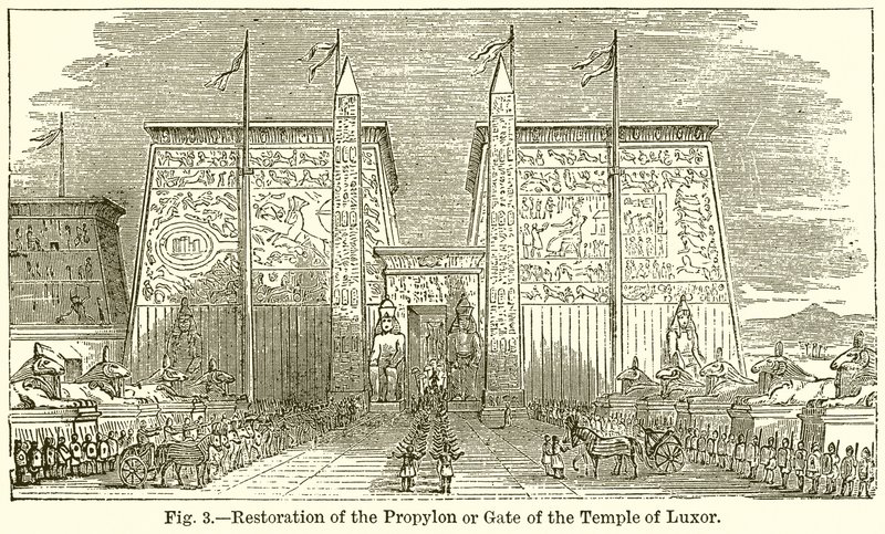 Restauração do Propylon ou Portão do Templo de Luxor de English School