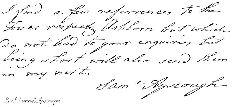 Revd Samuel Ayscough de English School