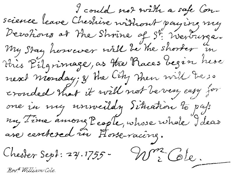 Revd William Cole de English School