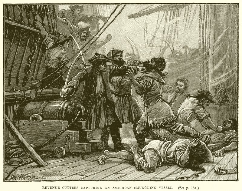 Cortadores de receita capturando um navio americano de contrabando de English School