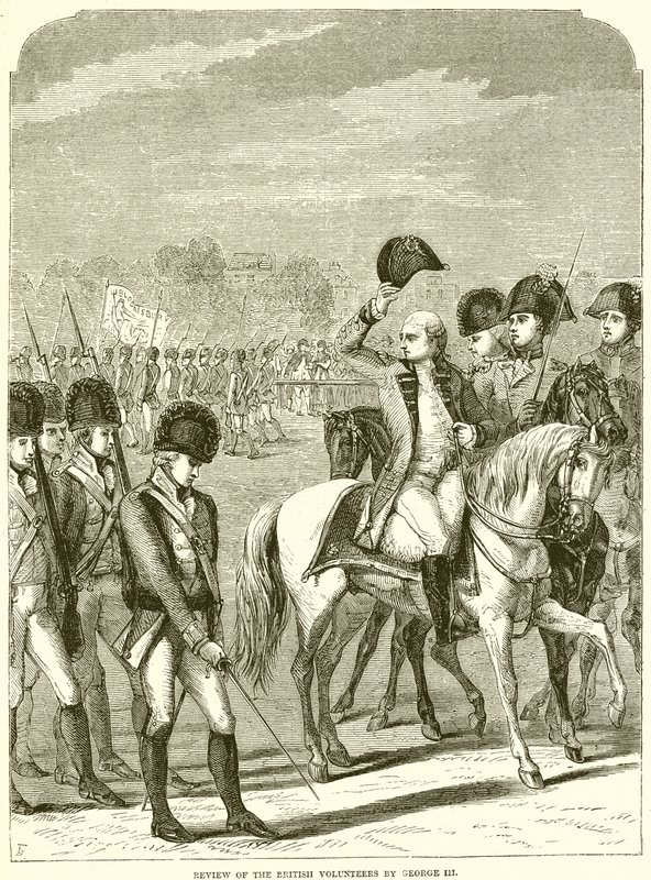 Revisão dos Voluntários Britânicos por George III de English School