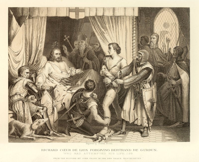 Richard Lion Heart perdoando Bertrand De Gurdun de English School
